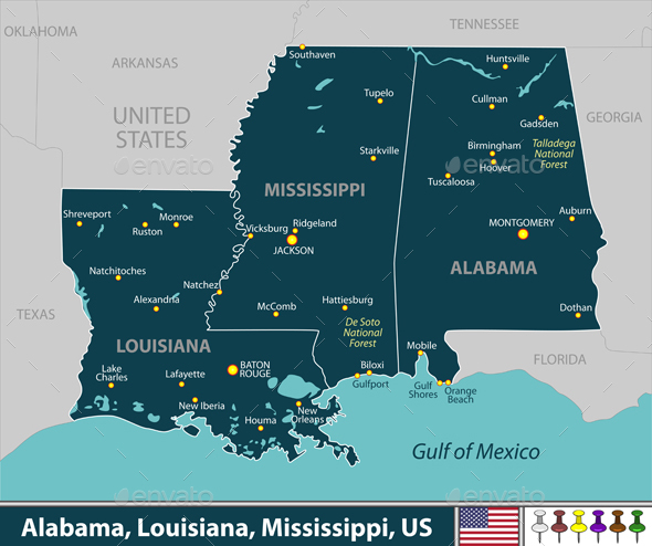01 Map Of Alabama Louisiana And Mississippi 01 